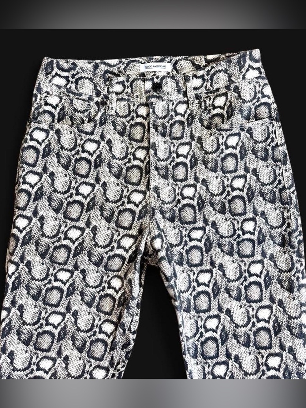 Women’s Skinny Jeans Size 12 31 Snake Skin Printed Good American High-Rise Denim